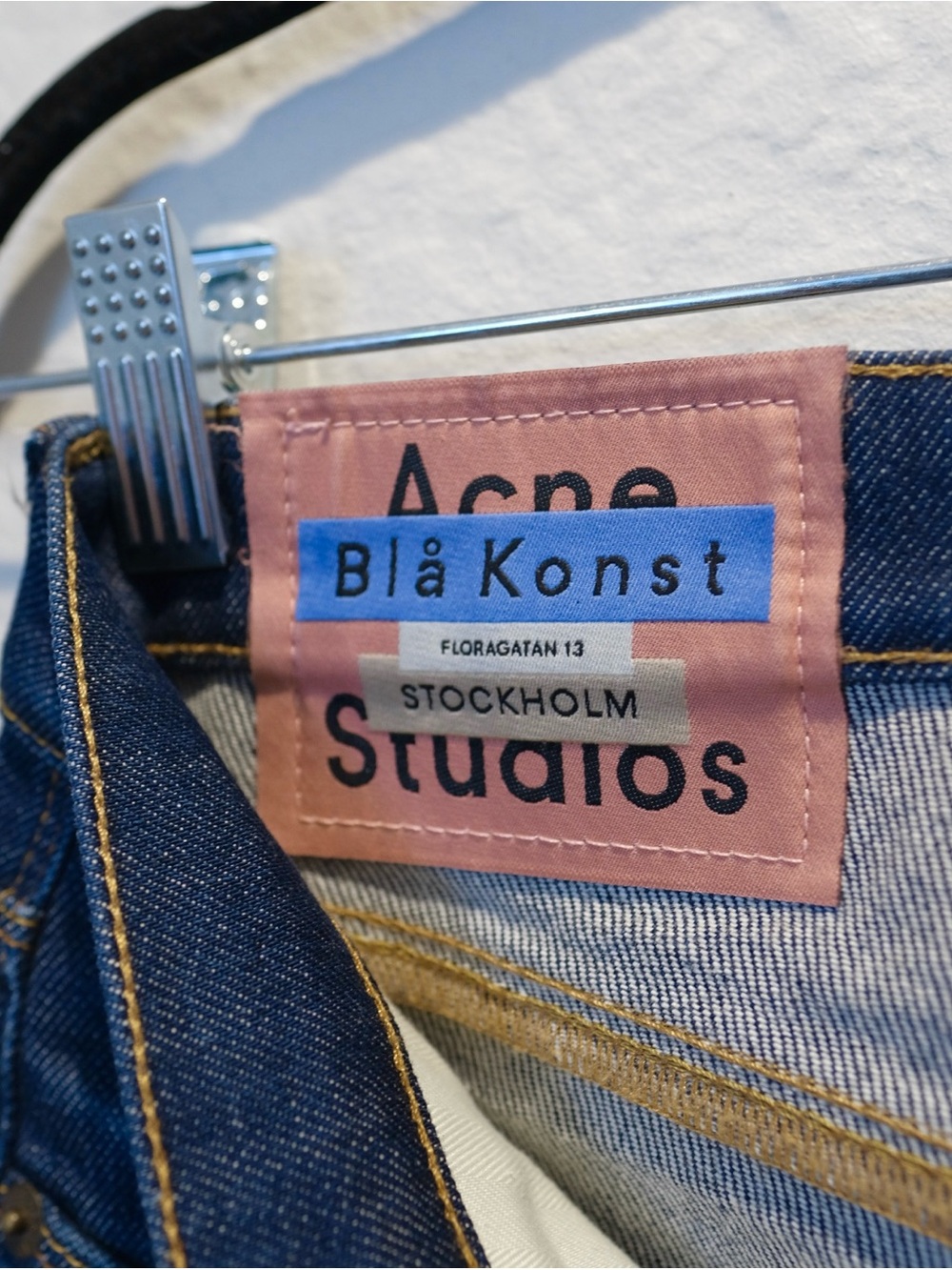 Acne Studios Blå Konst Max Indigo Jeans Size 30x29 Slim Fit Low Rise Zip Italy - Picture 7 of 9